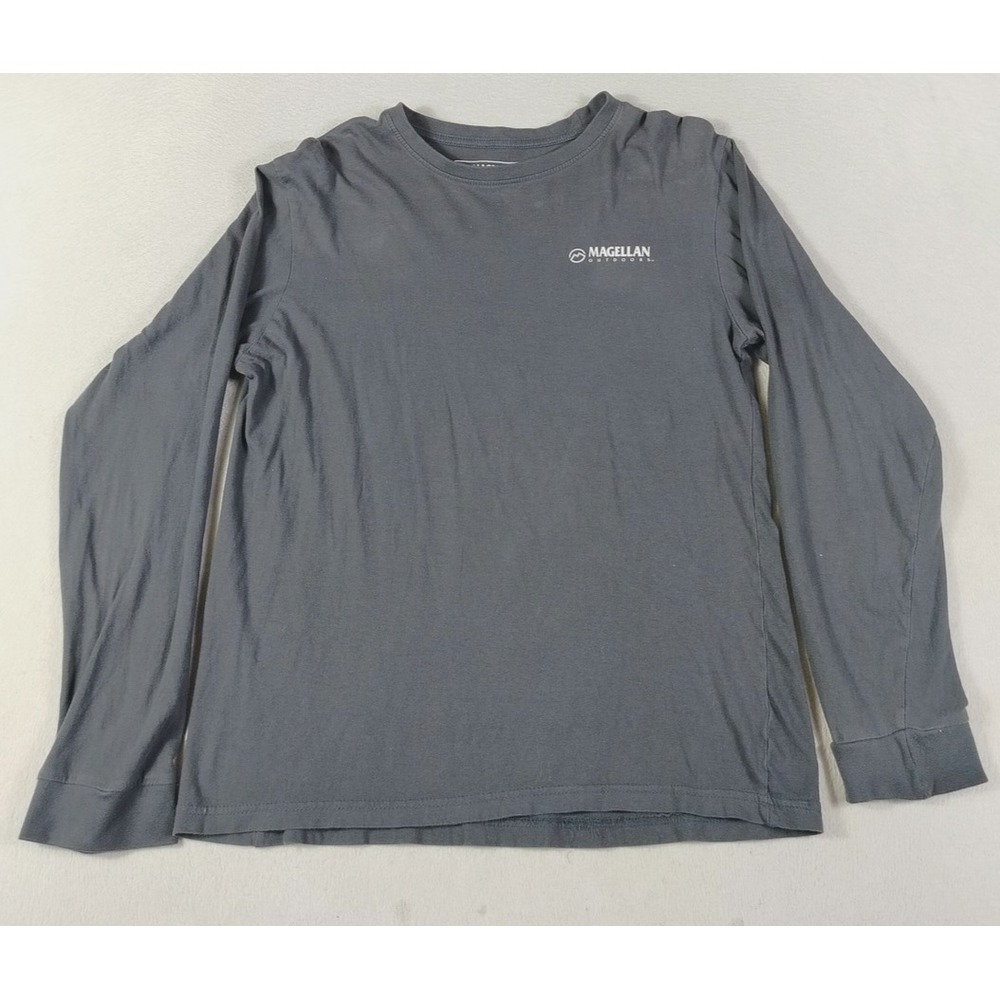 Magellan Outdoors Shirt Mens Small Gray Long Sleeve Logo Graphic Tee Gorpcore‎